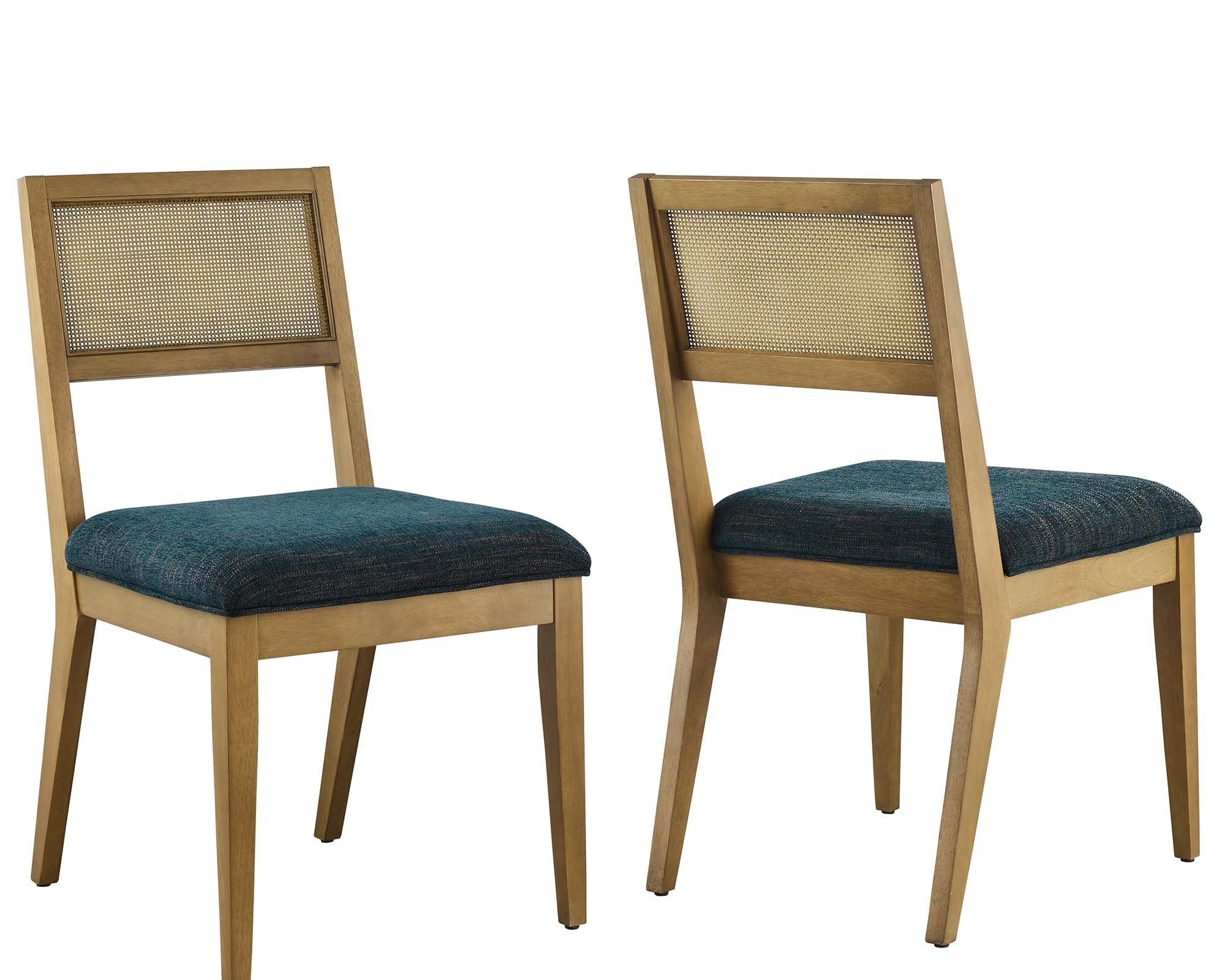 Nimba Faux Rattan Fabric Dining Chairs Set of 2 by Modway