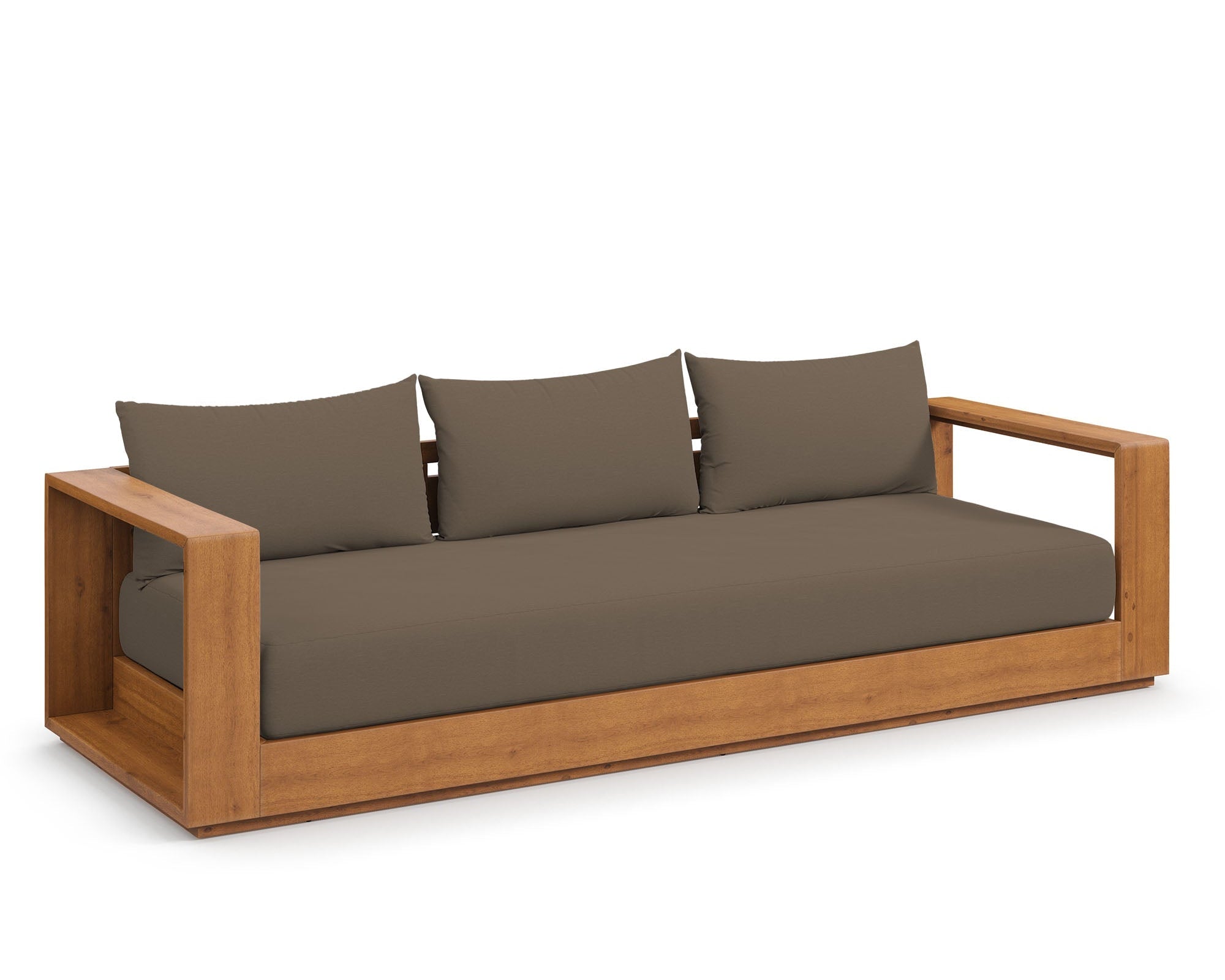 Tahoe Outdoor Patio Acacia Wood Ottoman by Modway