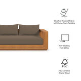 Tahoe Outdoor Patio Acacia Wood Ottoman by Modway
