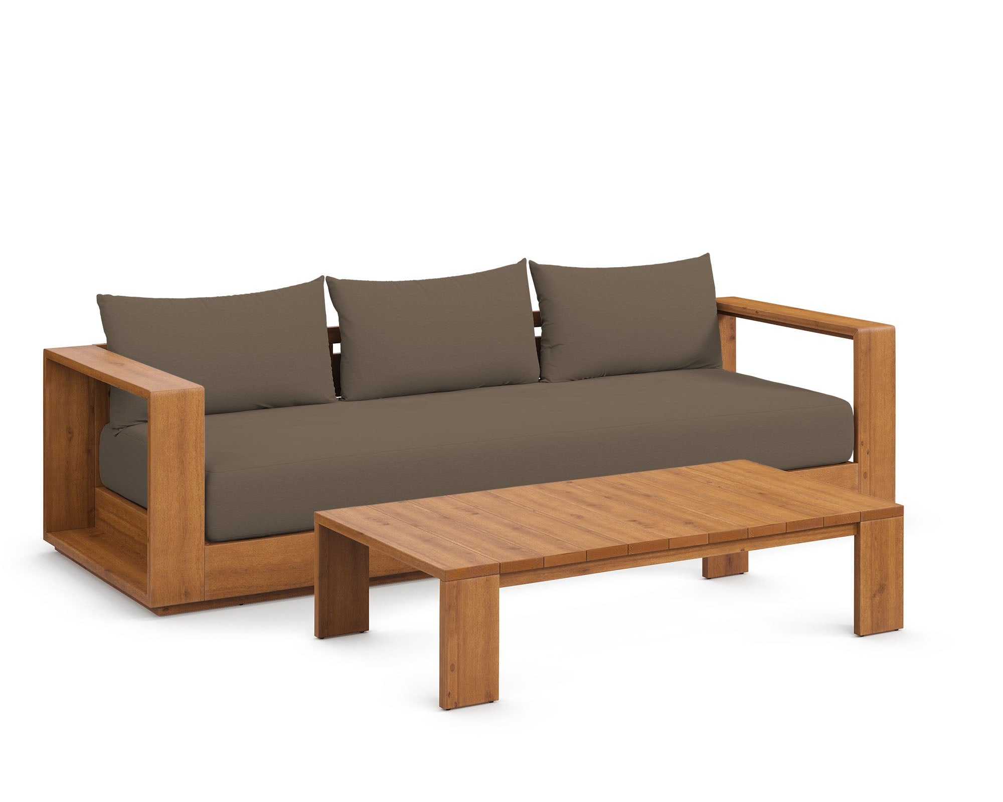 Tahoe 2-Piece Outdoor Patio Acacia Wood Sofa and Coffee Table Set by Modway