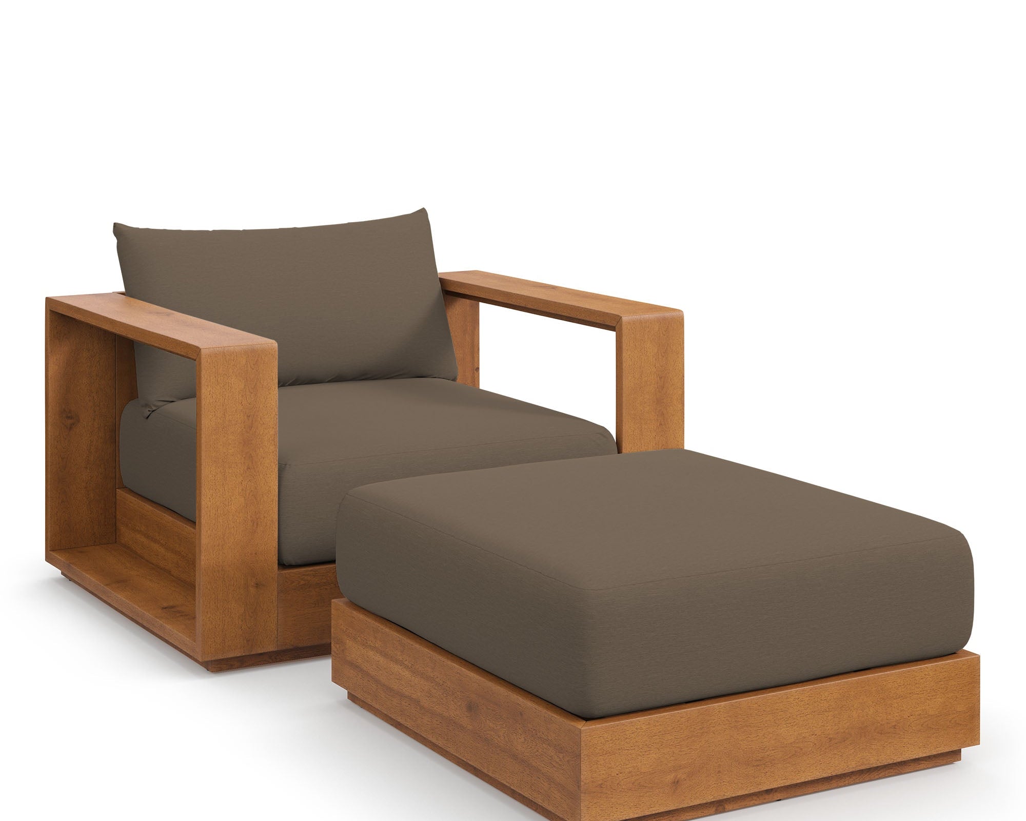 Tahoe 2-Piece Outdoor Patio Acacia Wood Armchair and Ottoman Set by Modway