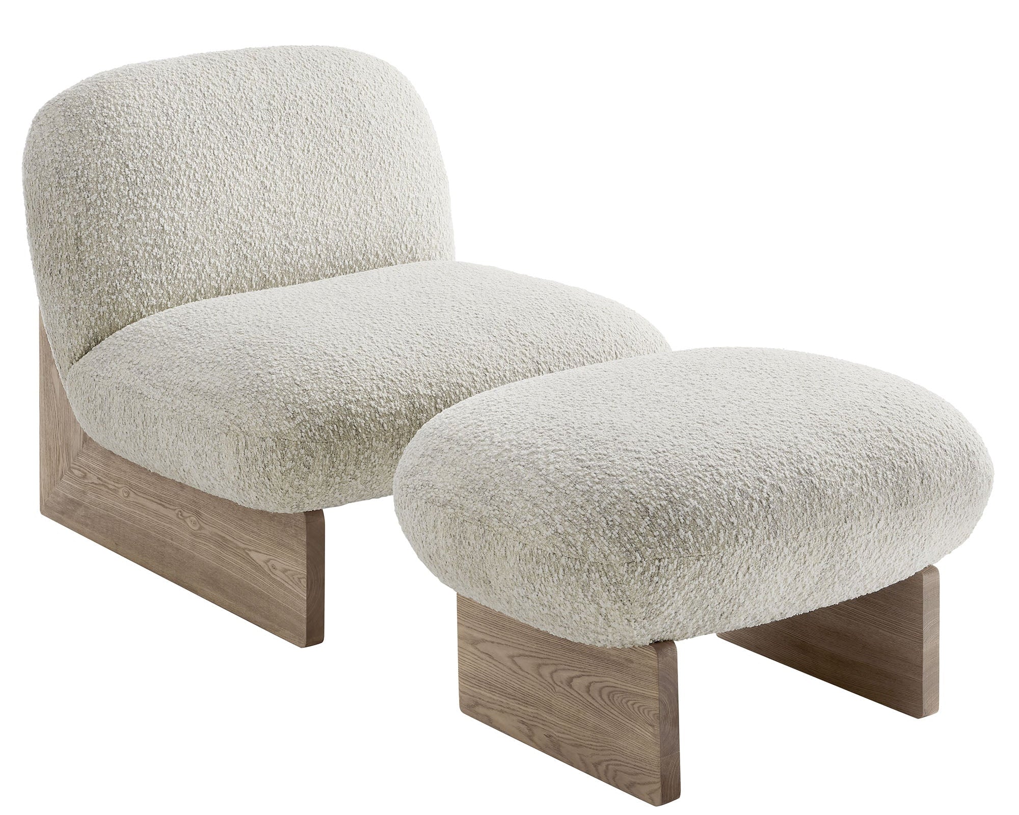 Loyal Boucle Fabric Accent Chair and Ottoman Set by Modway
