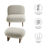 Loyal Boucle Fabric Accent Chair and Ottoman Set by Modway