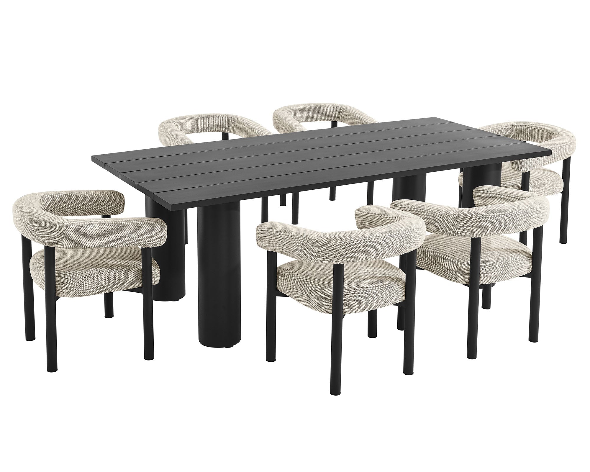 Nautica 7-Piece Rectangular Outdoor Patio Aluminum Dining Table and Chairs Set by Modway