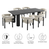 Nautica 7-Piece Rectangular Outdoor Patio Aluminum Dining Table and Chairs Set by Modway