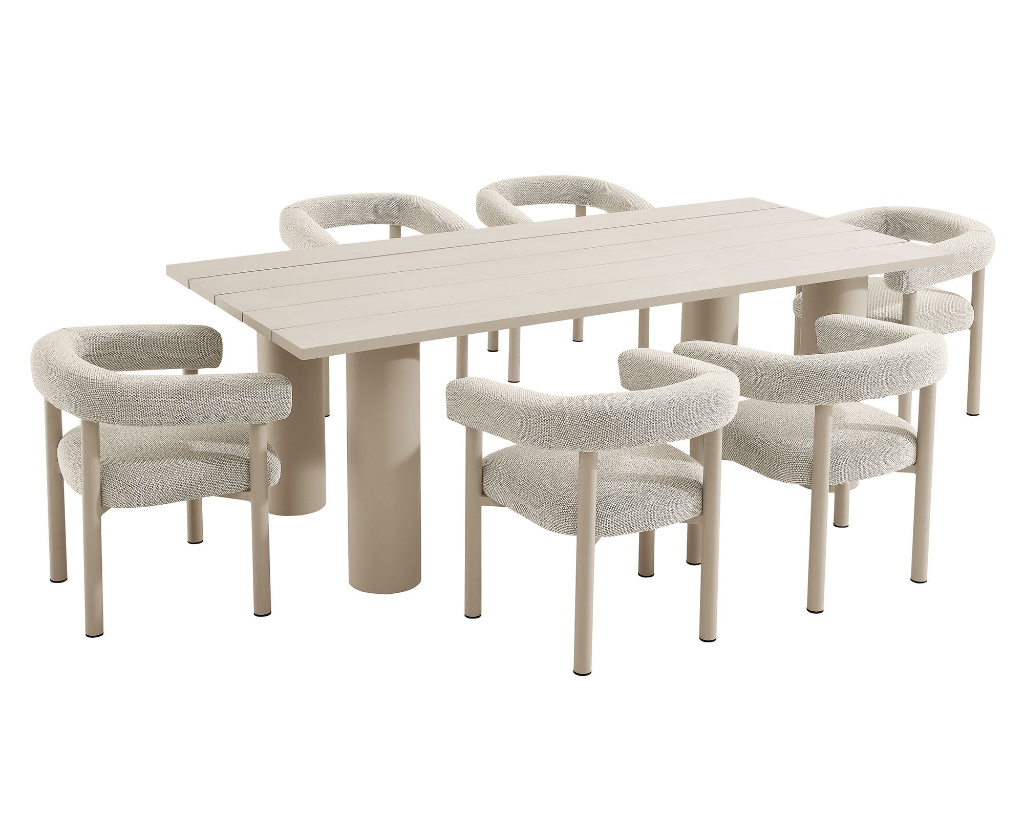 Nautica 7-Piece Rectangular Outdoor Patio Aluminum Dining Table and Chairs Set by Modway