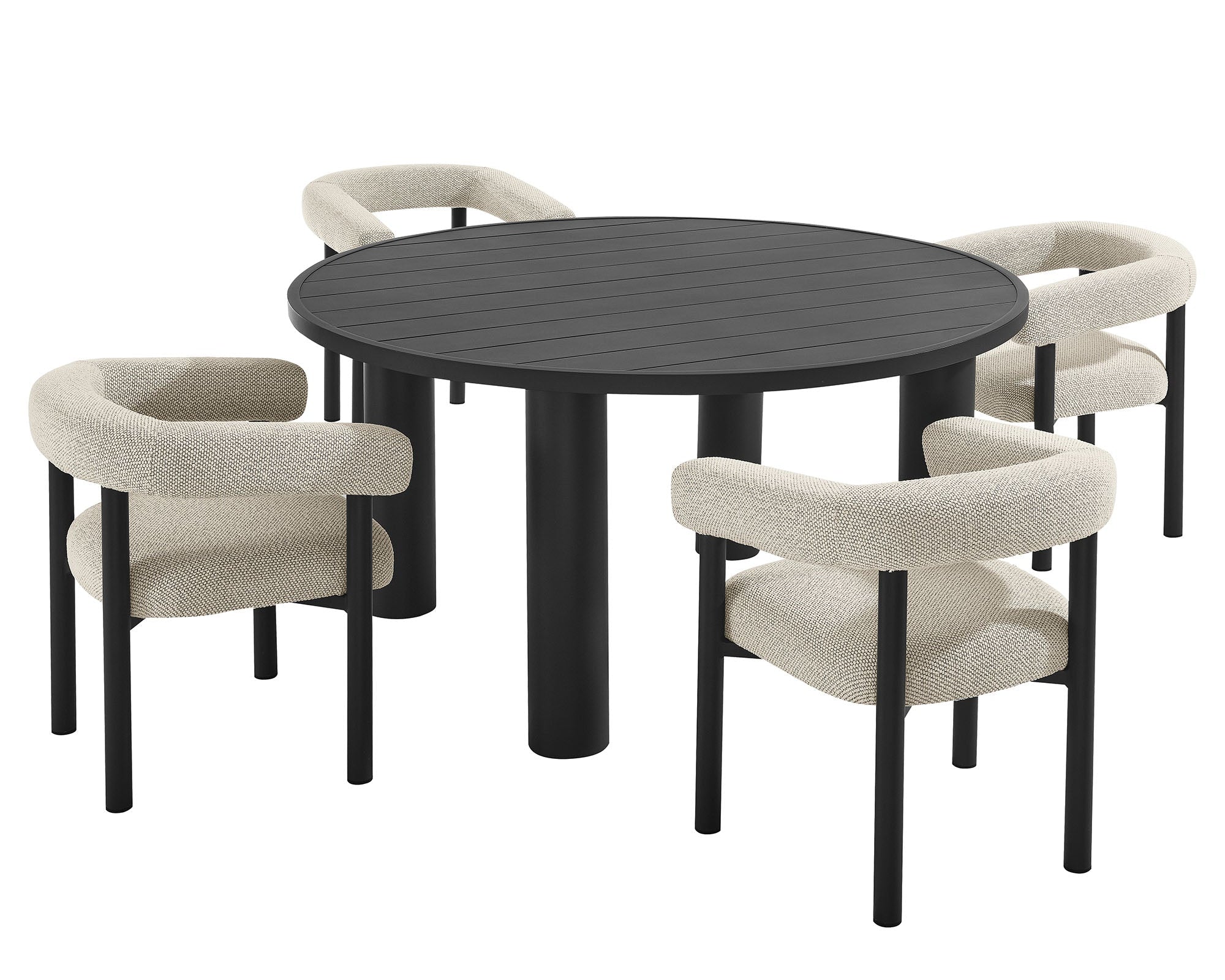 Nautica 5-Piece Round Outdoor Patio Aluminum Dining Table and Chairs Set