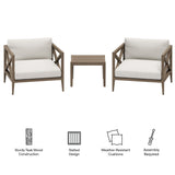 Northlake 3-Piece Outdoor Patio Teak Wood Furniture Set