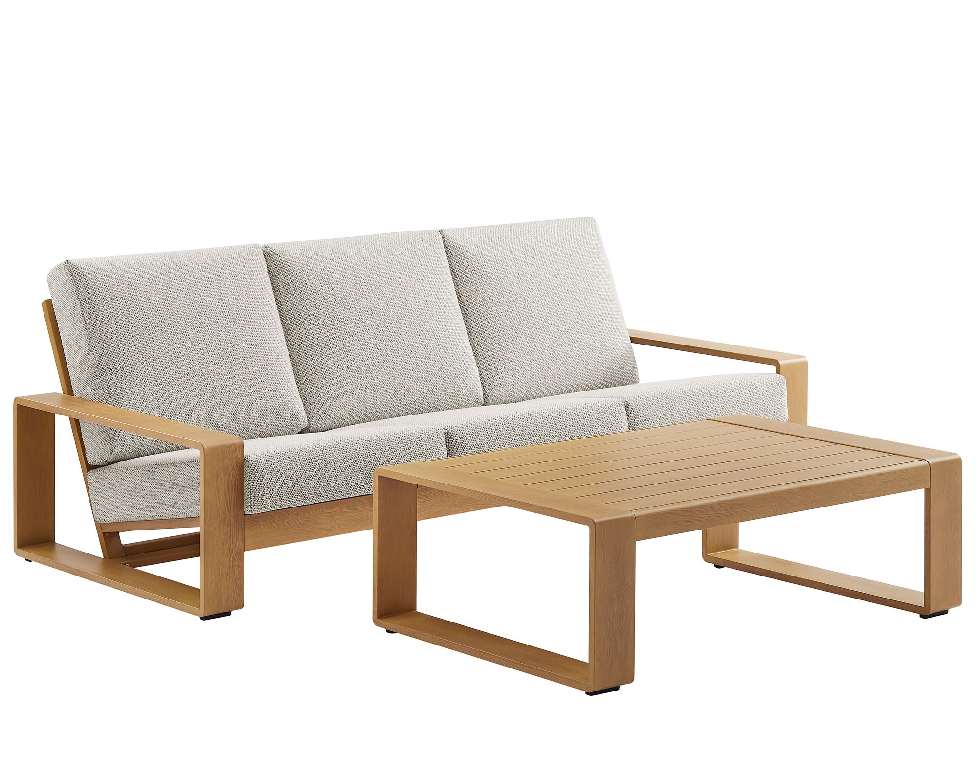 Lirienne 2-Piece Outdoor Patio Aluminum Faux Wood Furniture Set