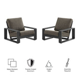 Lirienne Outdoor Patio Aluminum Faux Wood Armchairs Set of 2 by Modway