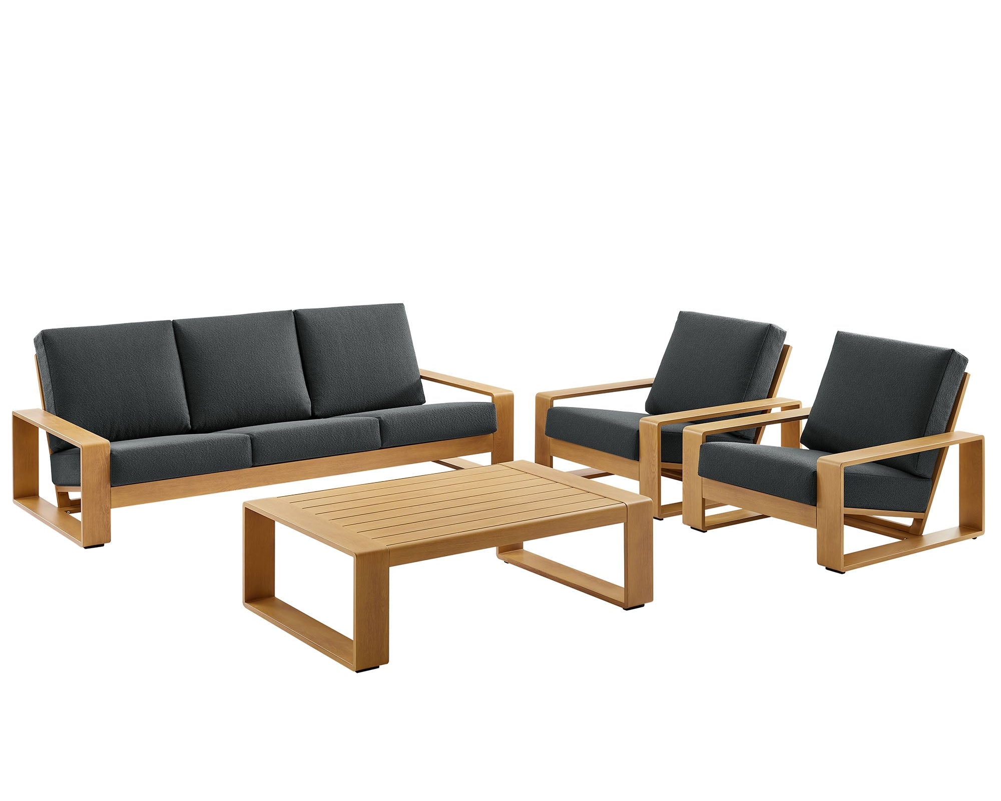 Lirienne 4-Piece Outdoor Patio Aluminum Faux Wood Furniture Set