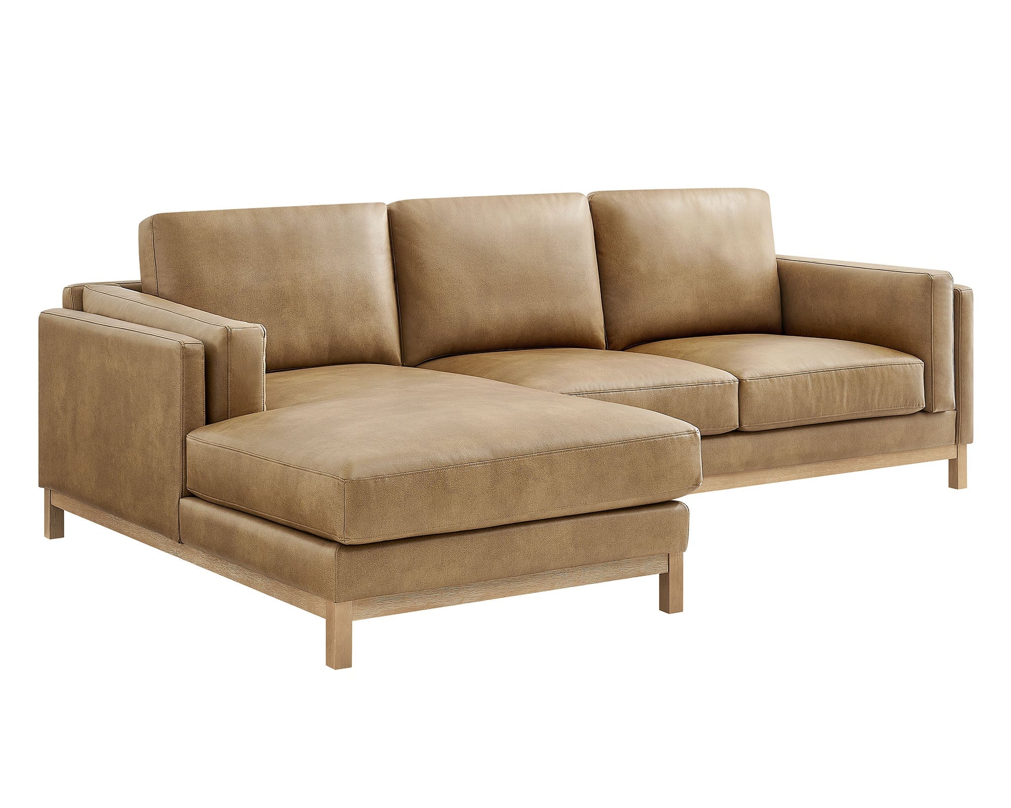 Roscoe Left-Facing Vegan Leather Sectional Sofa with Chaise