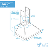 36 Inch 600 CFM Wall Mounted Range Hood - VICTORY Elegant