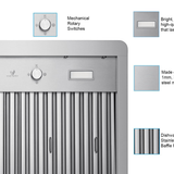 30 Inch 600 CFM Wall Mounted Range Hood - VICTORY Elegant