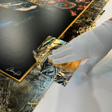 Peacock's Crown II - With Hand-Applied Gold Leaf & Glitter