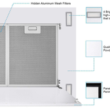 600 CFM White Flush Ceiling Mount Range Hood - VICTORY Sunset