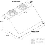 48 Inch 2300 CFM BBQ Range Hood - VICTORY Prestige