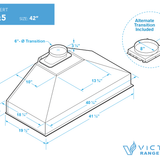42 Inch 750 CFM Range Hood Insert - VICTORY Q5