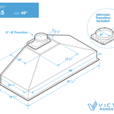 48 Inch 750 CFM Range Hood Insert  - VICTORY Q5