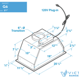 21 Inch 600 CFM Range Hood Insert Power Pack - VICTORY Q6