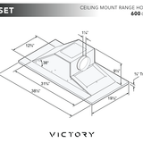 600 CFM Flush Ceiling Mount Range Hood - VICTORY Sunset