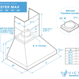 60 Inch 1200 CFM Wall Mount Range Hood - VICTORY TwisterMAX