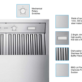 36 Inch 1200 CFM Outdoor Range Hood for Barbeques - VICTORY Twister BBQ