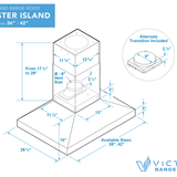 36 Inch Island Range Hood 750 CFM - VICTORY Twister Island