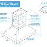 36 Inch Island Range Hood 1200 CFM - VICTORY Twister MAX Island