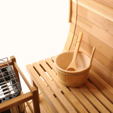 Blisspod, Prague, Canadian Red Cedar Outdoor Steam Barell Sauna, 2-4 / 4-6 persons with Full Glass Back & 2 front Porch seats