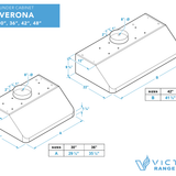48 Inch 900 CFM Under Cabinet Range Hood - VICTORY Verona