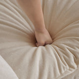 Modern Accent Chair with Ottoman in Beige Chenille