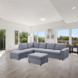 Marley 7-Seat Reversible Modular Sectional Sofa with Ottoman