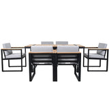 7 Pieces Outdoor Dining Set Patio Dining Table And Chair Set With And Removable Cushions For Patio