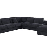 Celine - Fabric Corner Sectional Sofa With Right-Facing Chaise, Cupholders, And Charging Ports