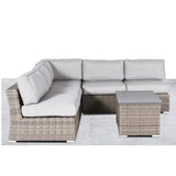 Wicker Sectional Sofa with Cushions and Table - Gray