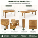 Extendable Acacia Wood Outdoor Dining Table