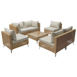 K&K 8-Piece Patio Furniture Set with Fire Pit Table