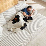 84-Inch Corduroy 3-Seater Sofa with Pillows and Ottomans