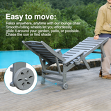 HDPE Chaise Lounge Chair Outdoor, Pool Lounge Chairs with 4-Position Adjustable Backrest, Supports Up to 360 LBS for Patio Poolside Deck Beach Backyard (grey)