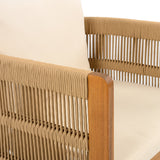Outdoor Dining Set with Acacia Wood Table and 4 Chairs, Beige