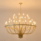 36-Light Gold Industrial Iron Candle Chandelier
