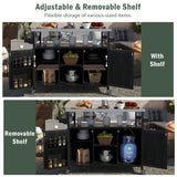 K&K Outdoor Kitchen Island with Rolling Bar Cart and Storage Cabinet
