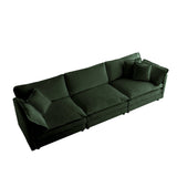 2-Piece Upholstered Sectional Sofa Set in Green Chenille