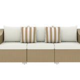 Outdoor Furniture Rattan Sofa with Cushions and Throw Pillows