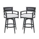Outdoor Swivel Bar Chairs, 360 Degree Rotation, Ergonomic Backrest (Set of 2)