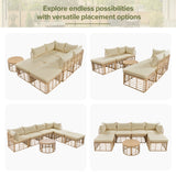 7 Pieces Outdoor Patio Furniture, All-Weather Rattan Sectional Sofa Set