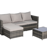 2 Pieces Patio Furniture Set with Woven Sectional and Ottoman
