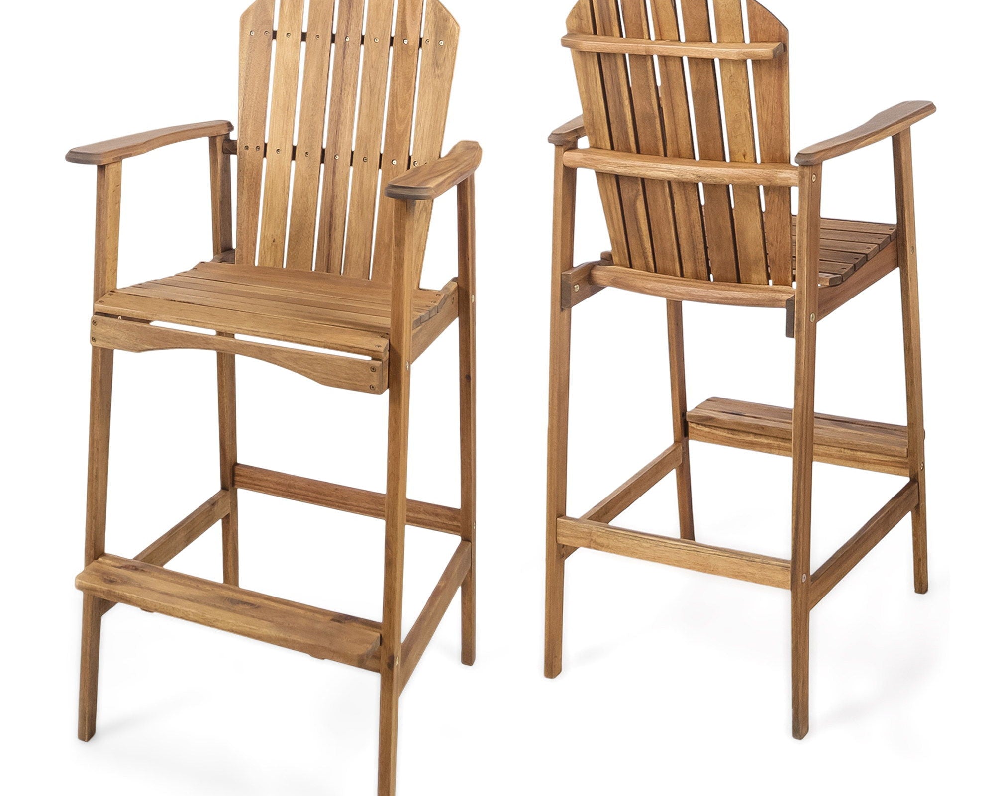 Outdoor Acacia Wood Adirondack Barstools (Set of 2)