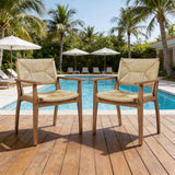 Durable Outdoor Dining Chair with Acacia Wood Frame and Wicker Seat